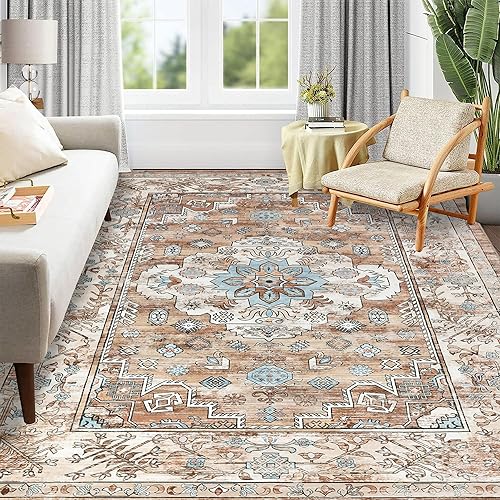 Miniatura 44 de Pauwer Tapete bohemio vintage para pasillo de 2 x 8, lavable, antideslizante, estilo rústico, para lavandería, cocina, baño, dormitorio