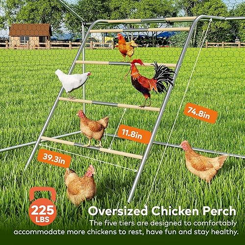 Miniatura 49 de Jaula grande de metal para gallinero con cubierta impermeable y resistente a los rayos UV, gallinero al aire libre para uso en granja en el patio