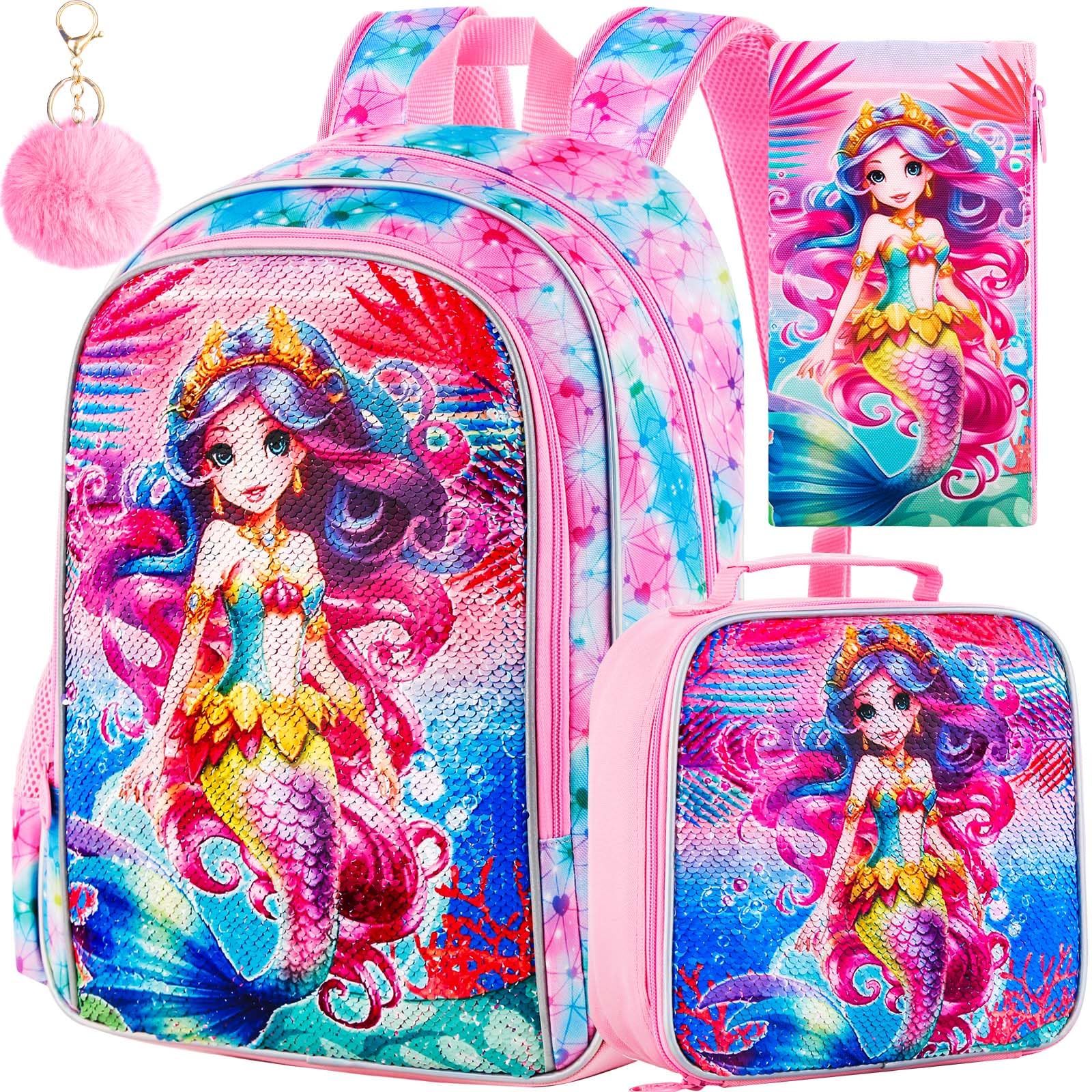 School Bag KLFVB 3PCS Unicorn Backpack For Girls, 16" Sequin Kids Bookbag And Lunch Box, Preschool Backpacks For Elementary Students In | Whizz Kids' Backpacks School Bags For Girls