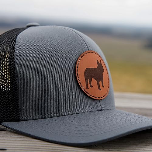 Miniatura 5 de Sombrero de parche de cuero de bulldog francés | Regalo de Frenchie | Sombrero de camionero francés | Gorra de béisbol Bulldog