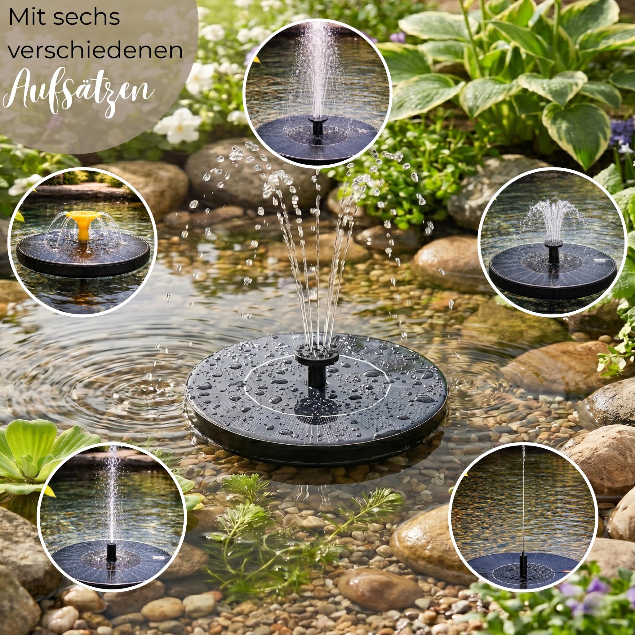 matches21 HOME & HOBBY Set di fontane solari per esterni, profondità 45 cm, colore grigio come fontana da giardino