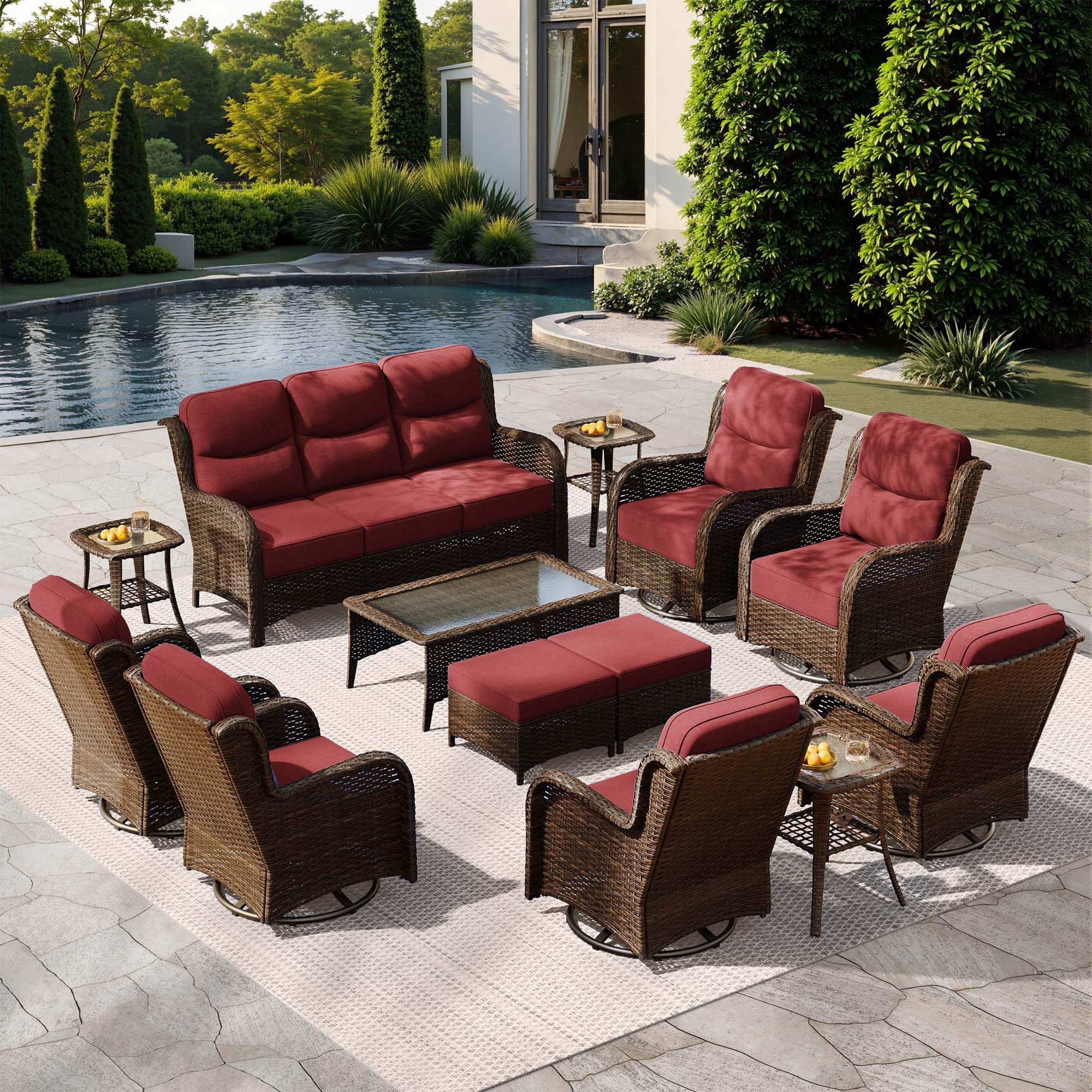 HILLGA Luxury Outdoor Patio Furniture Set with 6-Inch Thick Cushions