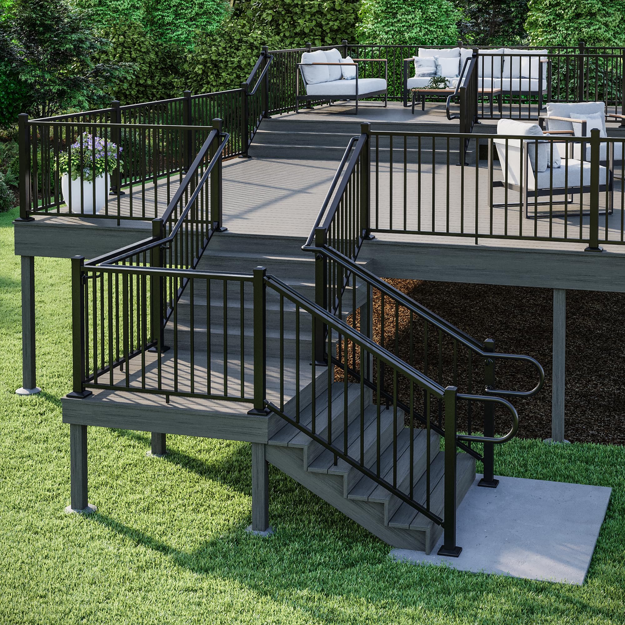 Deckorators Straight Wall Mount - Textured Black (with Screws and Beauty Rings)