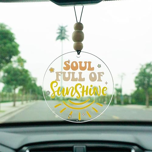 Miniatura 43 de Talataca Adorno plano 2D para automóvil Probably Late for Something y cuentas de madera, cita divertida con cuentas de accesorios para espejo