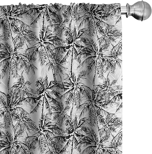 Miniatura 26 de Ambesonne Cortinas retro para ventana, diseño hipster alegre, cámaras de fotos analógicas antiguas, equipo de película estilo garabato, decoración