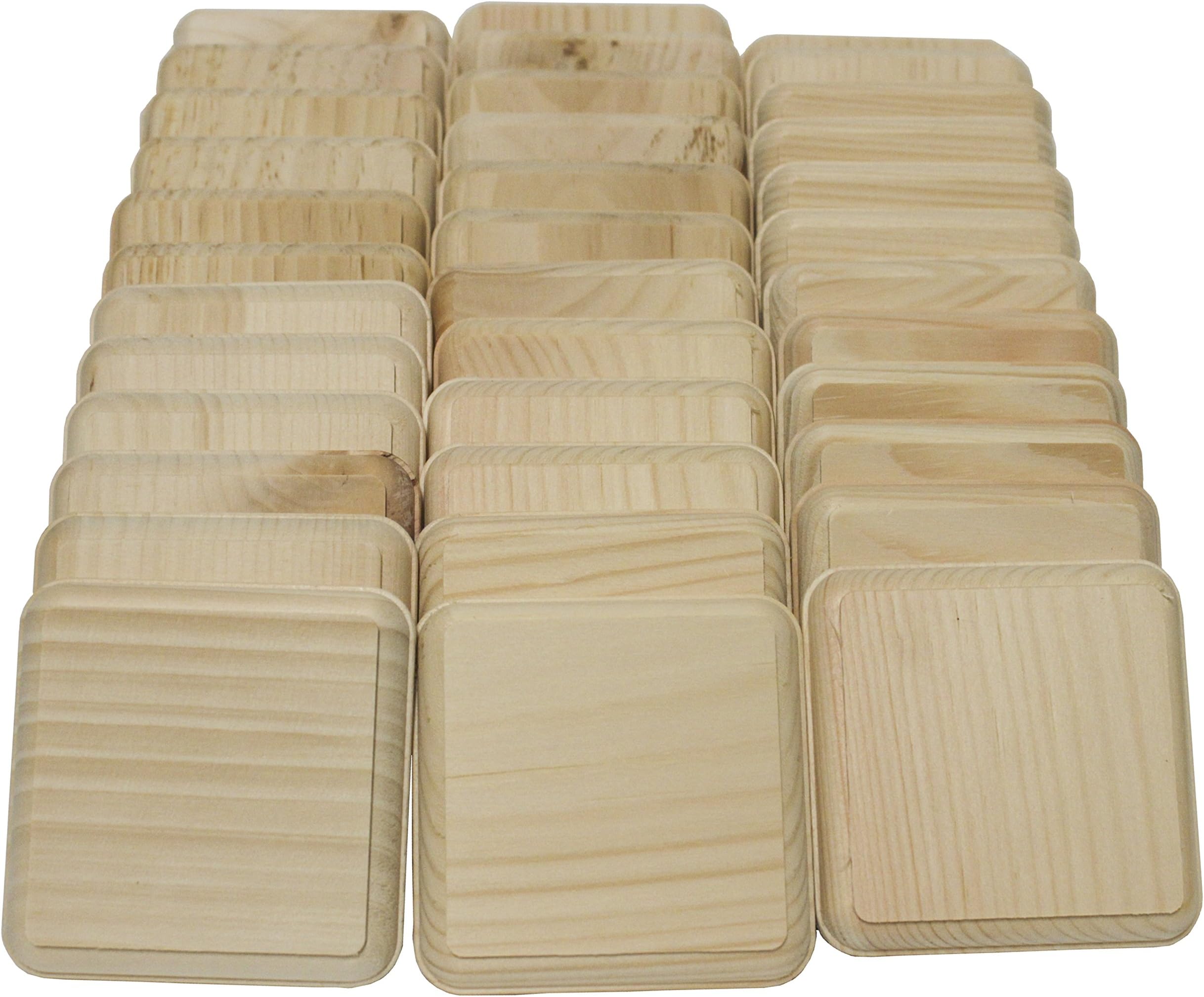 Walnut Hollow 42162 4" Square Assortment, 36pcs Wood Plaque, Pine