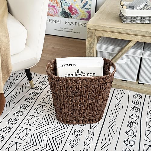 Miniatura 7 de GRANNY SAYS Cubo de basura de mimbre, resistente al agua, cesta de basura de mimbre para baño, dormitorio, papelera duradera con asas, 19 litros5