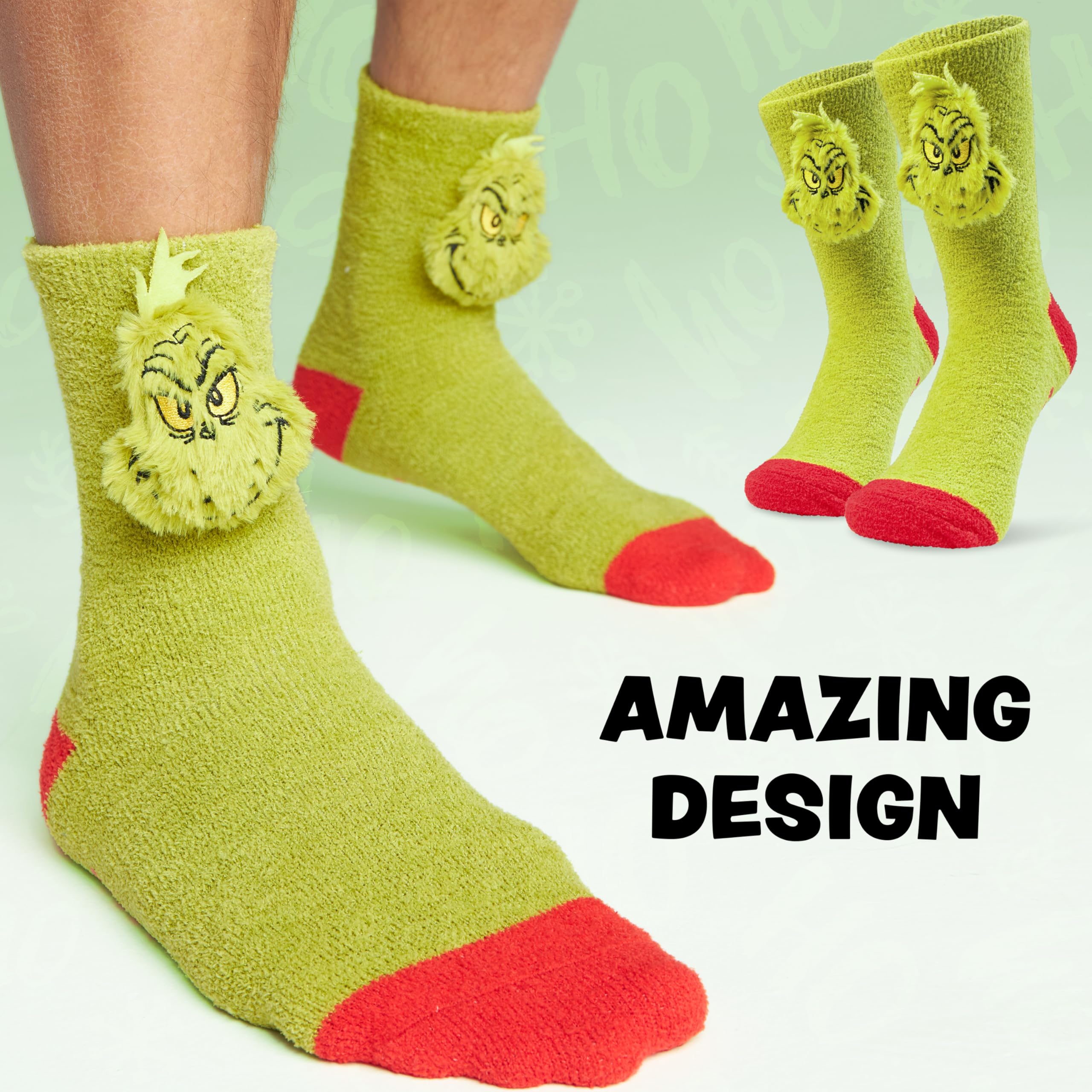 The Grinch Calcetines Antideslizantes Suaves para Hombre Talla 40–45, Antideslizantes Peluche Invierno, Regalos Hombres