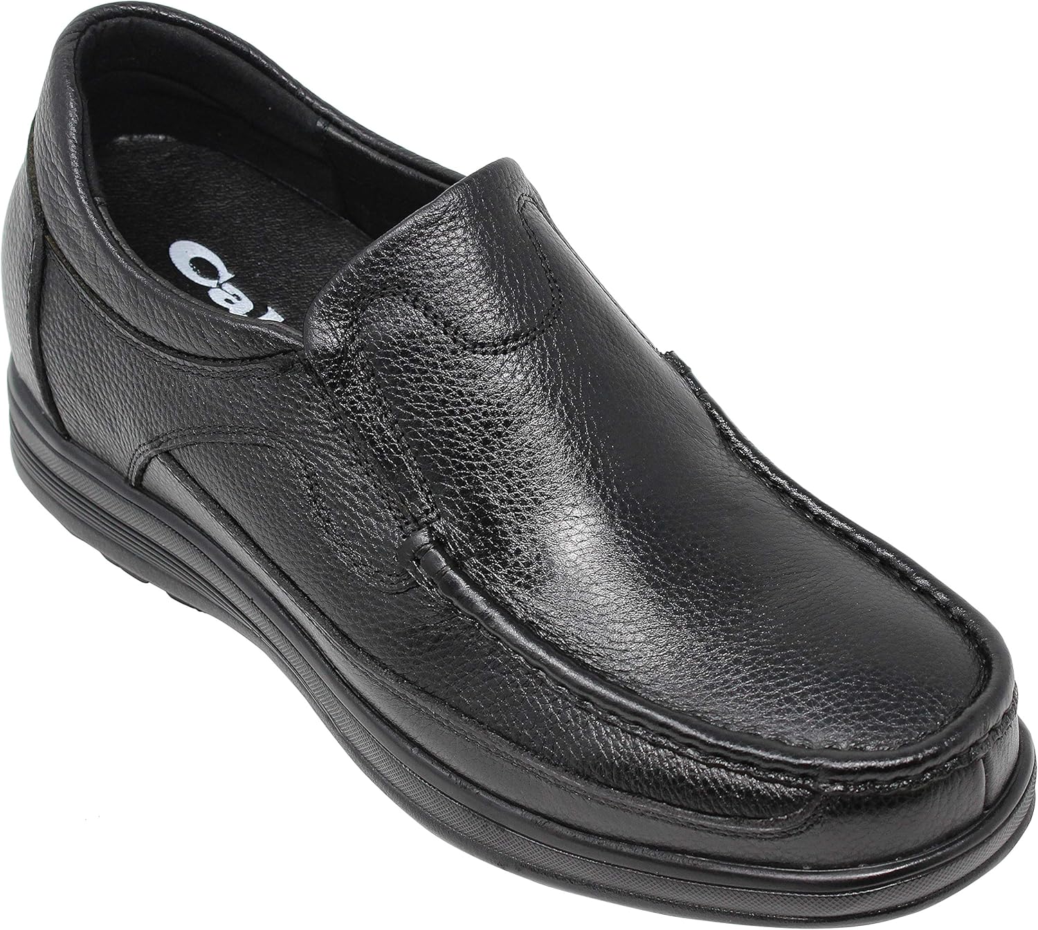 CALTO Men's Invisible Height Increasing Elevator Shoes - Black Premium Leather Slip-on Lightweight Casual Loafers - 3 Inches Taller - G1825 - Size 10 D(M) US