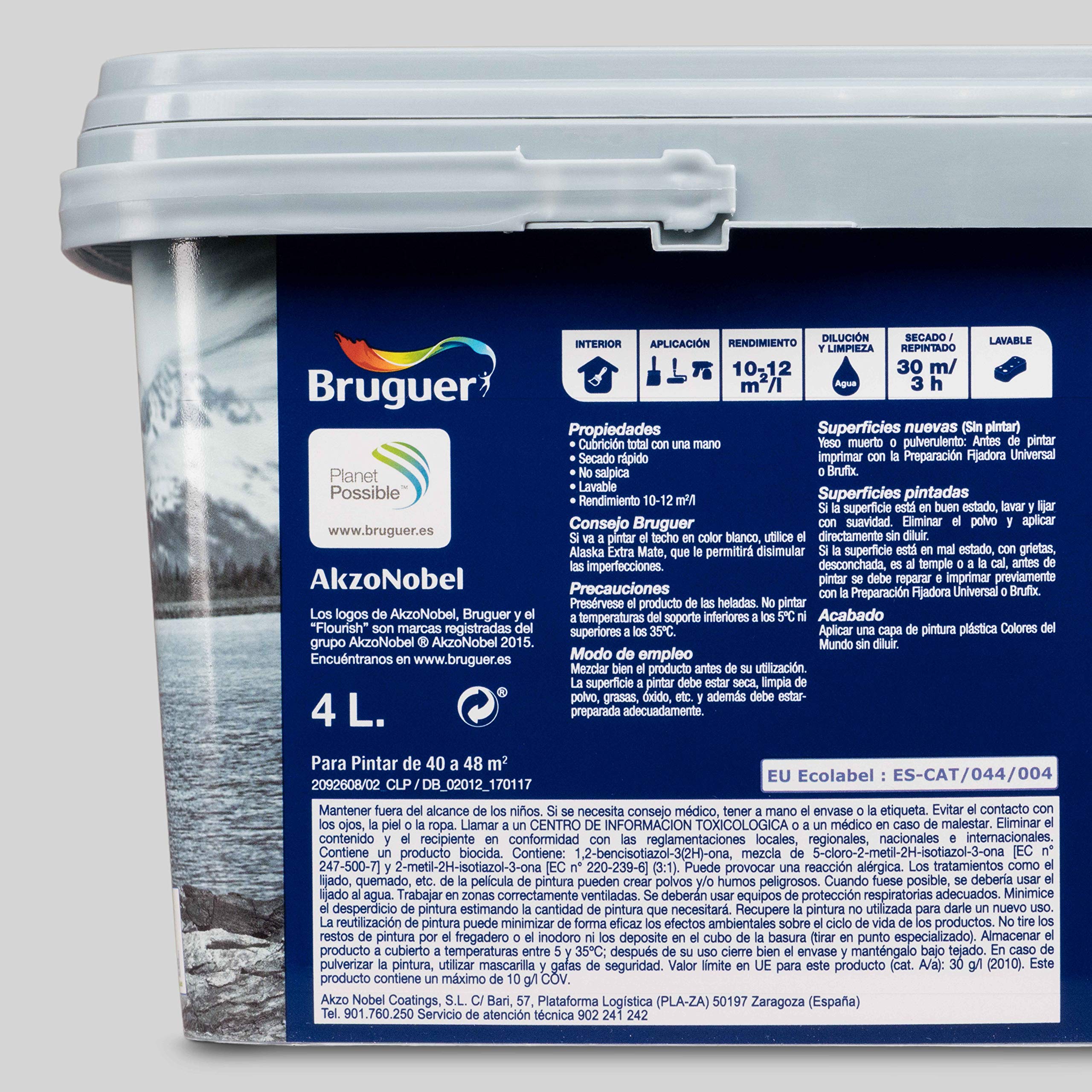 Bruguer Colores del Mundo Pintura para paredes monocapa Escandinavia Matiz de Gris 4 L