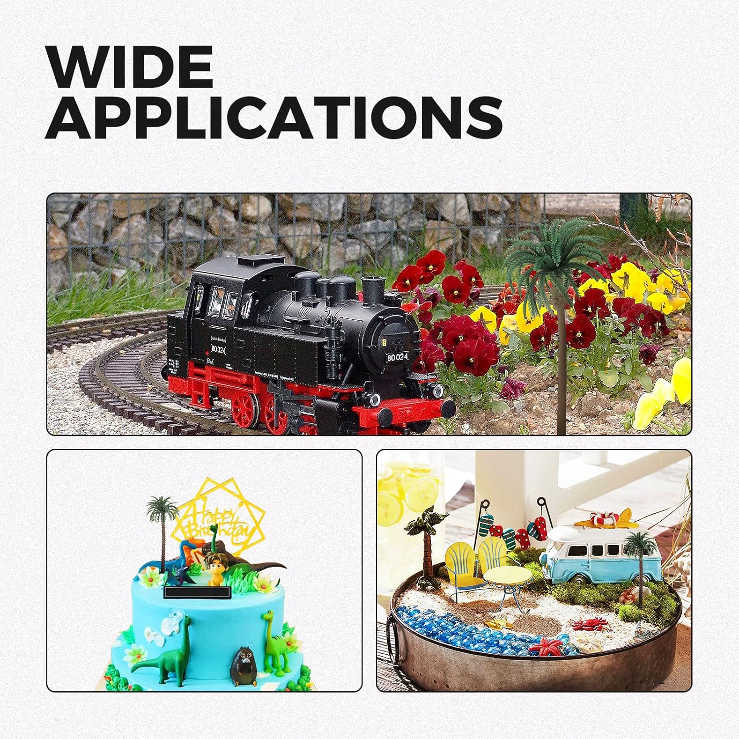 Yetaha 48 PCS Model Trees Model Coconut Palm Tree, Scenery Model Plastic Palm Tree Miniature Landscape Scenery Diorama Model Tree for Cake Decorations Aquarium Plants Outdoor Home Garden Decor - Image 8