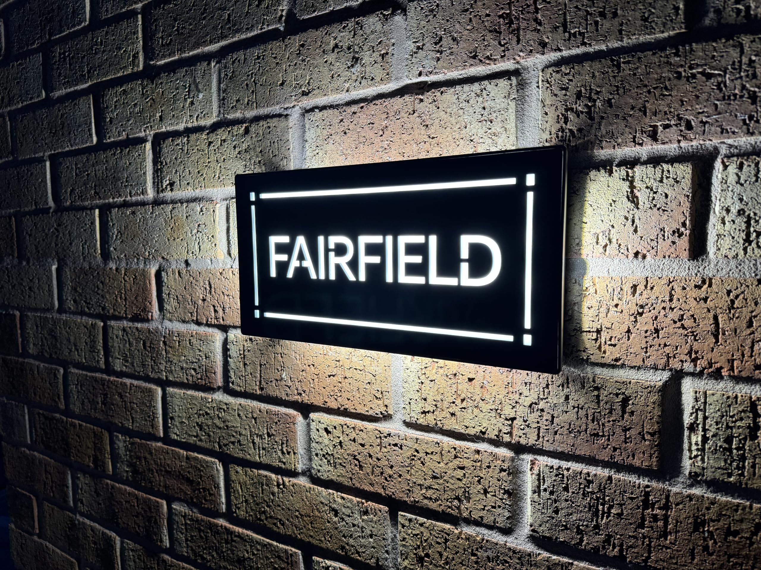 One of a kind design UK Personalised LED Illuminated House Sign with 85 LEDs, Laser Cut Modern Hardwired Wall Light with Address Display - Auto ON/OFF Water-Resistant 305x155 MM (Grey, SFL-30X15)