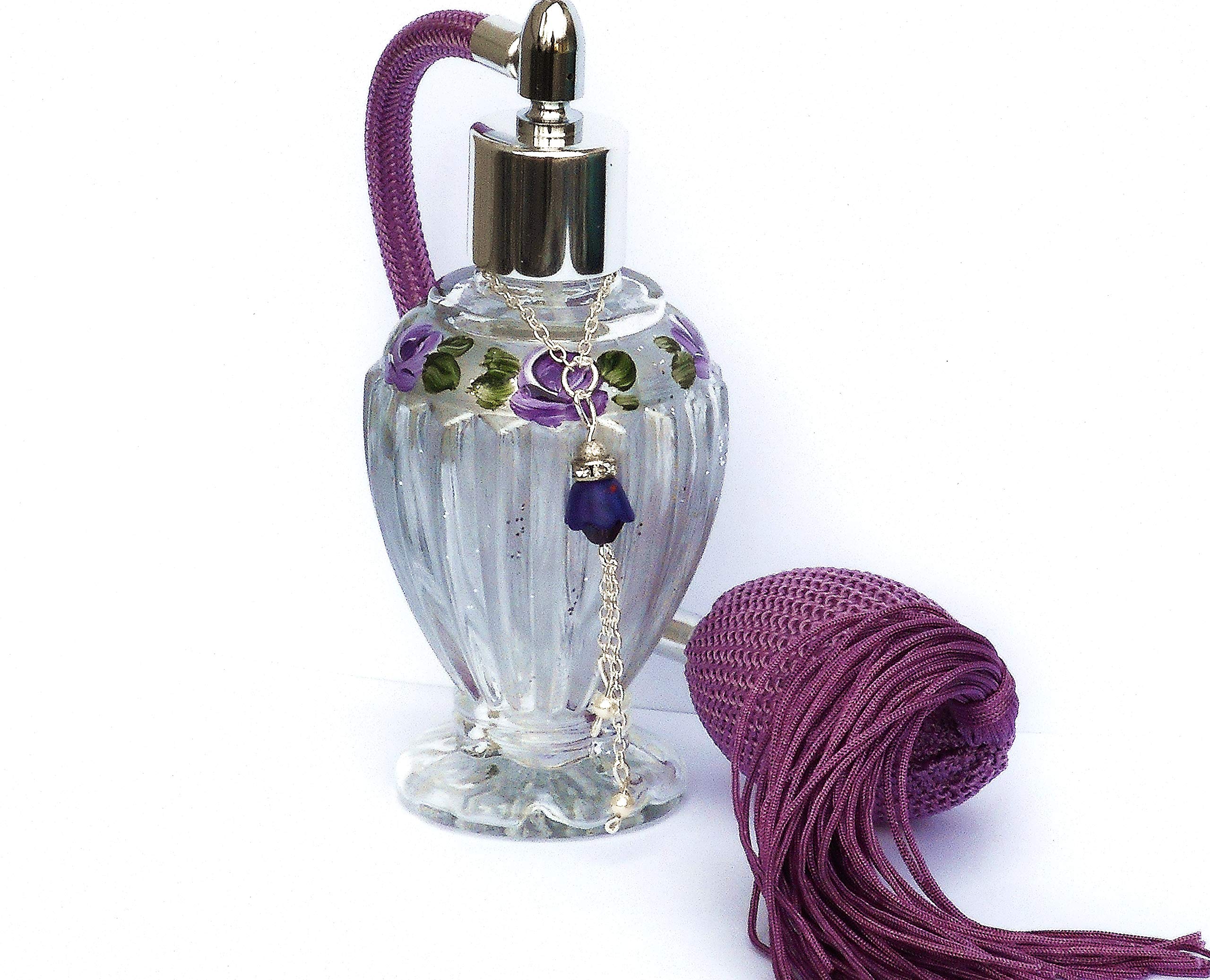 香水瓶　アトマイザー　彫金　SILVER　perfume bottle　ツキ10 Antique / Vintage Crystal & Sterling Silver Perfume Bottle