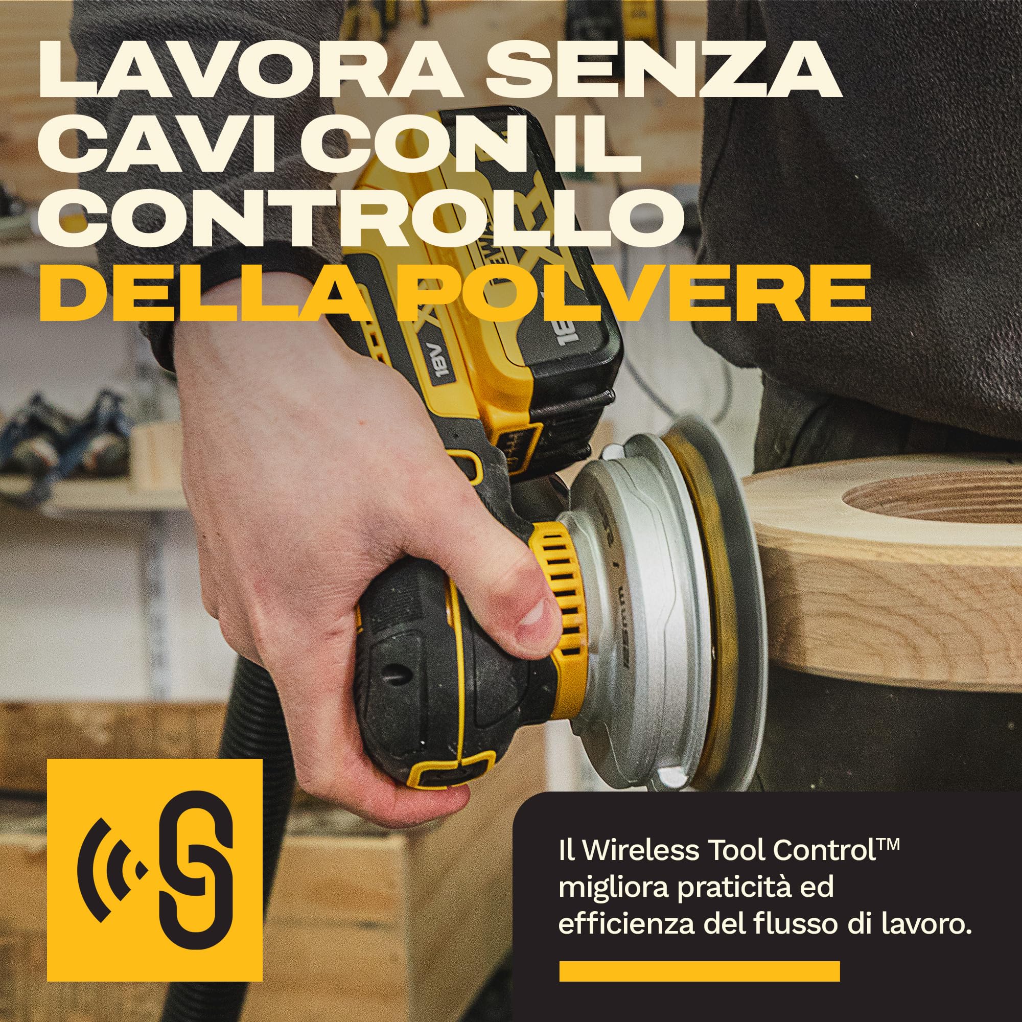 DEWALT Levigatrice roto-orbitale 18V XR BL 125mm con borsa morbida e 1 confezione di dischi abrasivi, DCW211KN-XJ