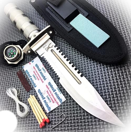 Cuchillo táctico de 11 pulgadas para pesca, caza, campamento, cuchilla fija Bowie + kit de supervivencia para acampar al aire libre, profesional,