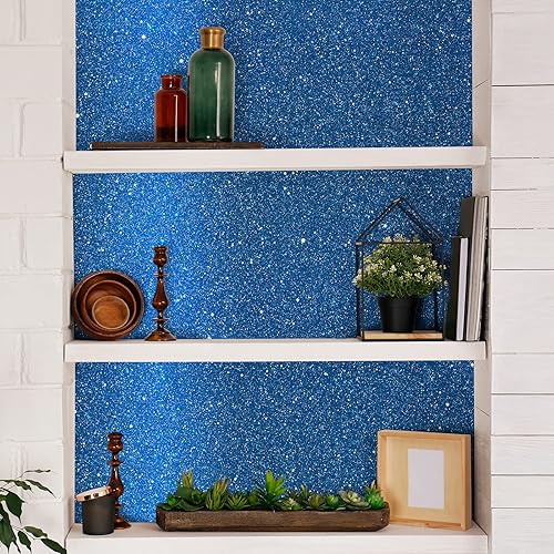 Vista 100 de CHIHUT Papel tapiz de contacto con purpurina plateada de 15.7 x 236 pulgadas, papel tapiz autoadhesivo con purpurina plateada, rollo de papel