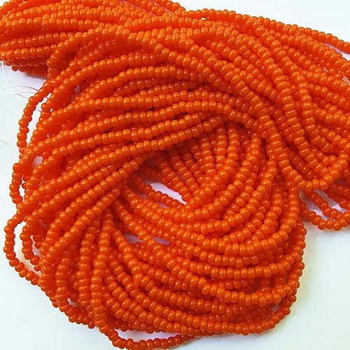 Miniatura 1 de Perlas de semillas 100 checa naranja opaco un paquete de gancho cristal Preciosa