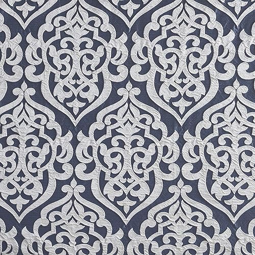 Miniatura 4 de Madison Park Odette Cortina de ducha de tela jacquard texturizado de lujo, medallón de damasco, lavable a máquina, moderna decoración de baño para
