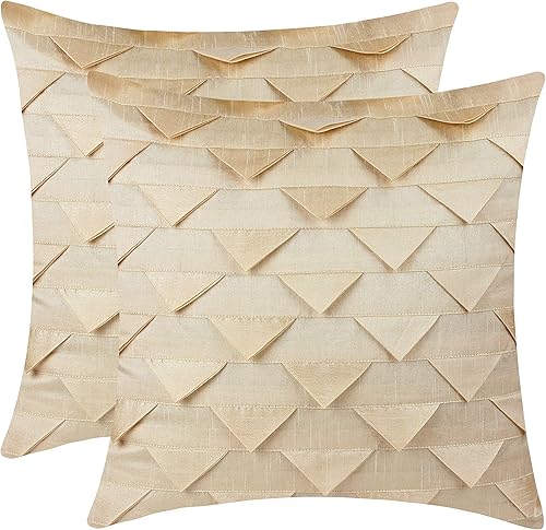 The White Petals Juego de 2 almohadas de crema, estilo origami, texturizado (crema sólida, 20 x 20 pulgadas)