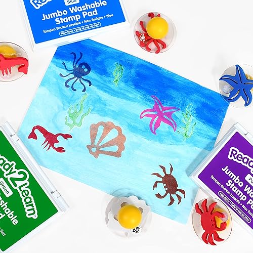 Miniatura 4 de READY 2 LEARN Sellos gigantes  Criaturas marinas  Juego de 10 sellos de espuma fáciles de sostener para niños  Sellos de arte y manualidades para