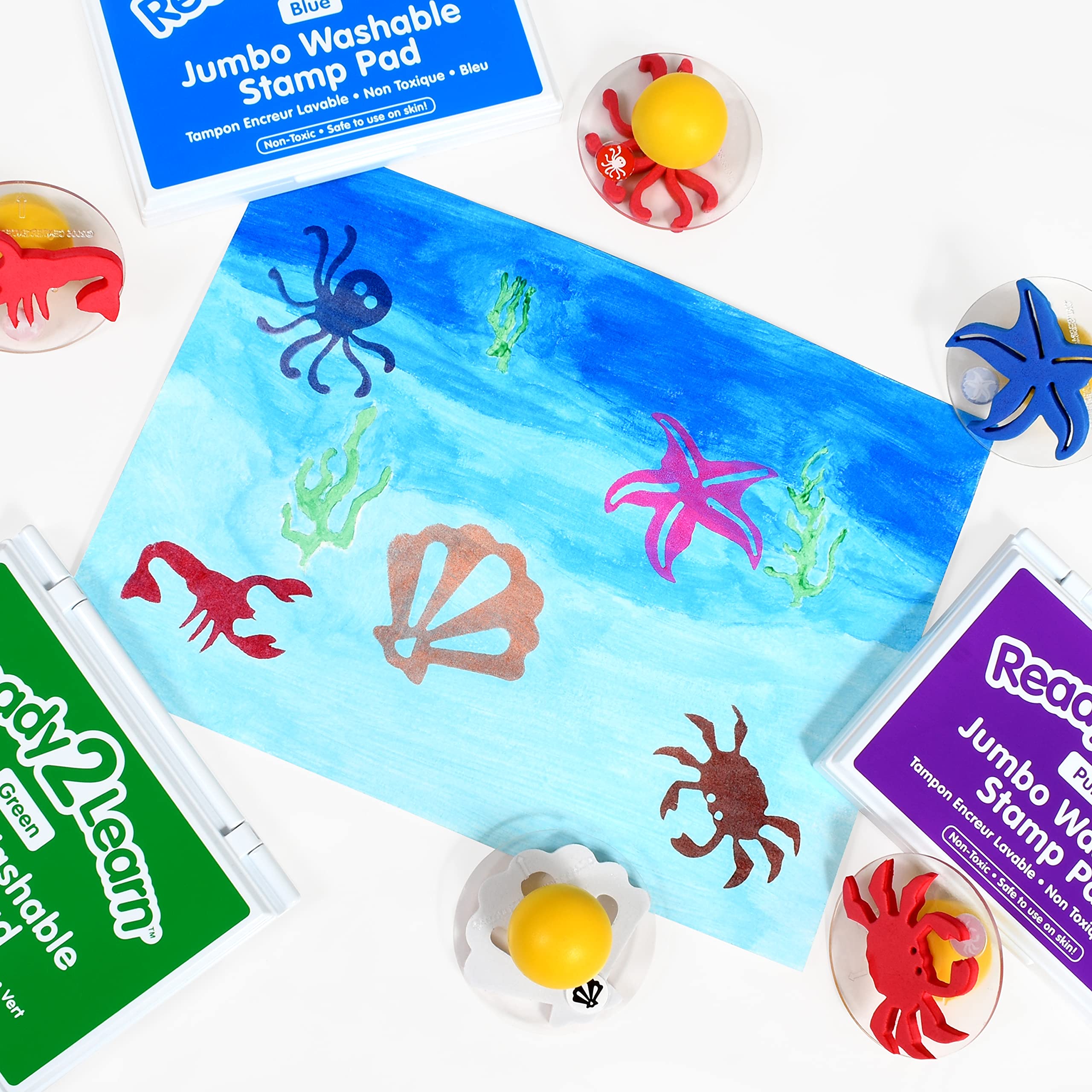 6 Pcs Plastic Stamps Sea Ocean Animal Creature Mini Stampers for Kids School Prizes Learn Props Birthday Gift Party, Size: 2.5