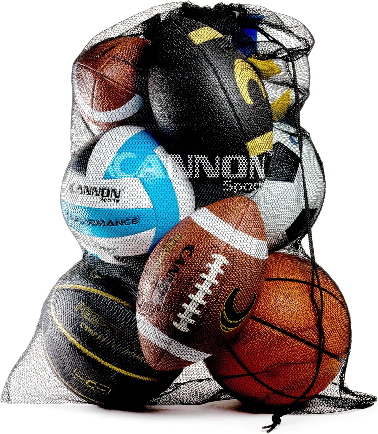 Cannon Sports Mesh Ball Bag | 24" x 36" Drawstring Equipment Bag for Football, Soccer, Basketball, Volleyball & More