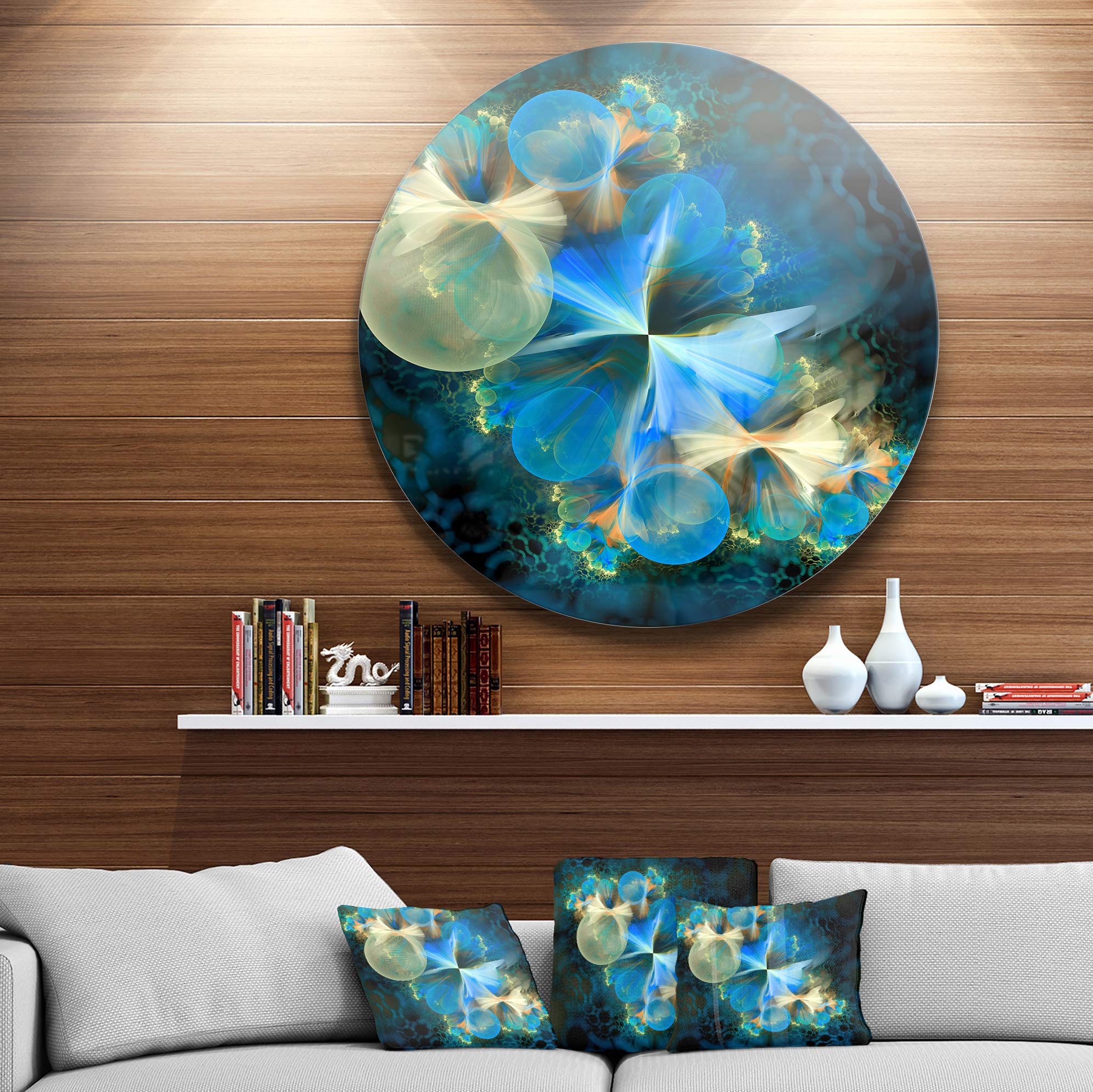 Designart Mt9289-C11 Fractal 3D Blue Bubbles Abstract Art Large