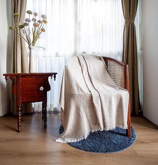 Ameeya Handwoven Cashmere Like Throw Blanket for Sofa, Bed, Office & Travel - Reversible, Ultra Soft & Lightweight for All Seasons. Single Size 56