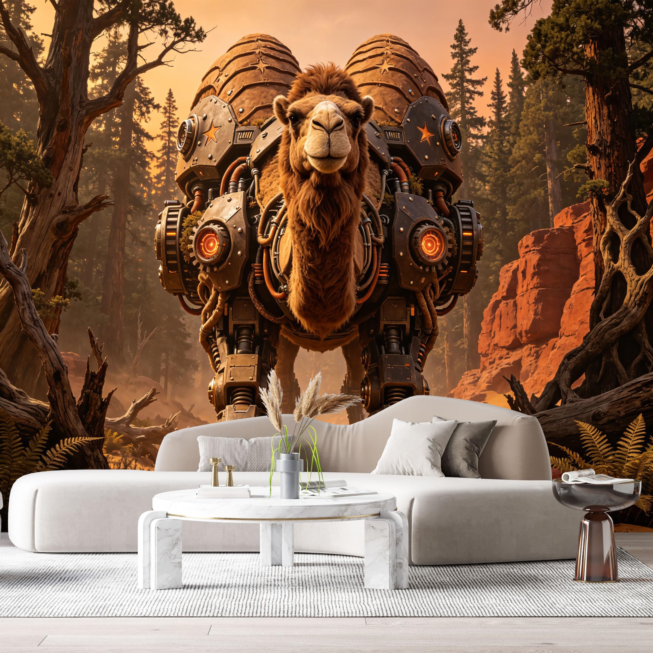 Custom Size Wall Mural Mechanical Camel Mech Desert SciFi Robot Future Armor Industrial Style SelfAdhesive Art Prints Removable Large Wallpaper Esports Room Game Room Tenant Room Studio