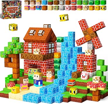idoot 100PCS Magnetic Building Blocks for Kids, Magnetic Blocks Game for Boys and Girls, STEM Sensory Building Toys for 3 4 5 6 7 8 9 10 11 12 Year Old Christmas Birthday Gifts