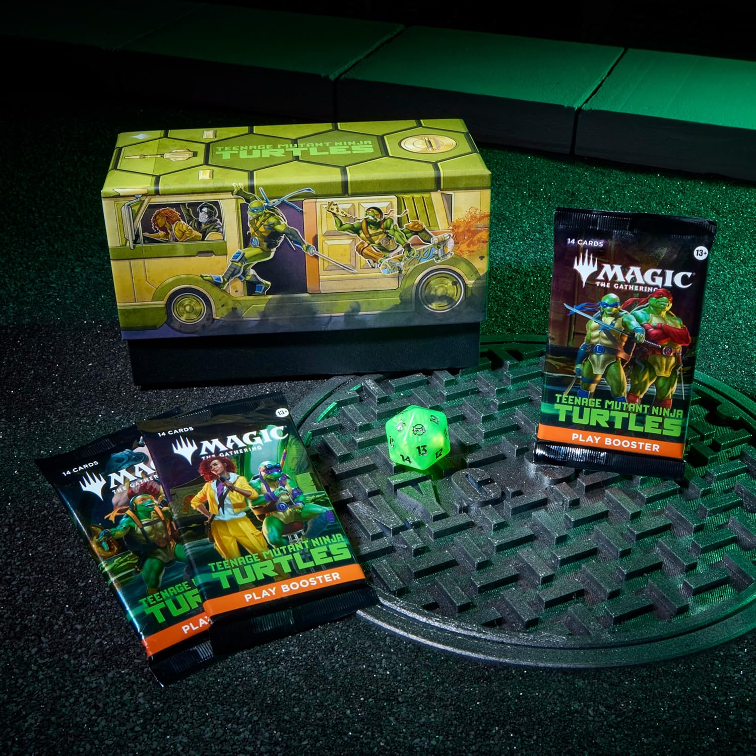 Magic: The Gathering | Teenage Mutant Ninja Turtles - Bundle | 9 Play Boosters, 30 Lands, Foil Alt-Art Promo Card + Exclusive Accessories | Collectible Trading Card Game