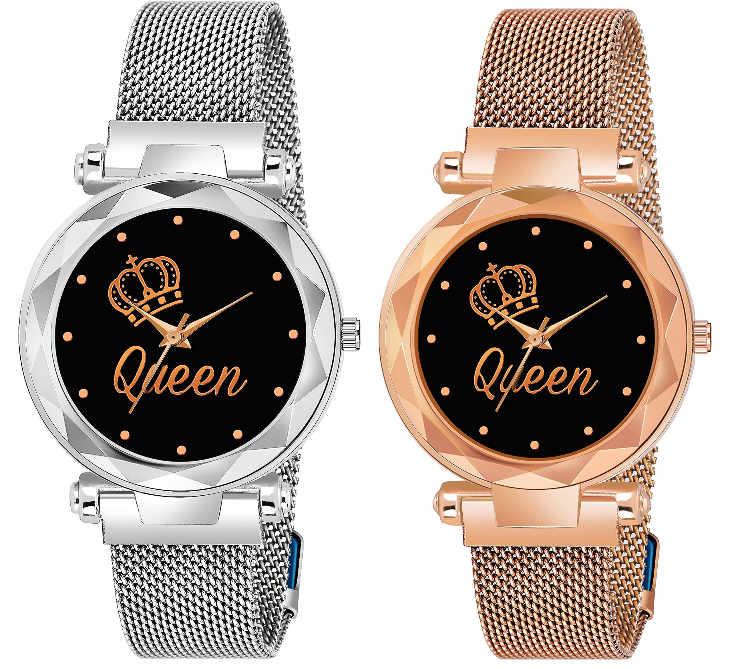 CERO Pack of 2 Analogue TAJ Queen Dial Luxury Magnetic Strap Girls and Womans Wrist Watches (Silver-Gold) (B0B8SNPN1Z) Amazon Price History, Amazon Price Tracker