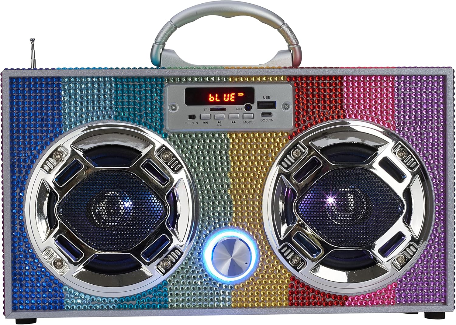 Wireless Express Bling Bundle - LED Mini Boombox with Radio and Bluetooth - Bluetooth Karaoke Microphone - Radio Microphone Bundle (Rainbow Bling)