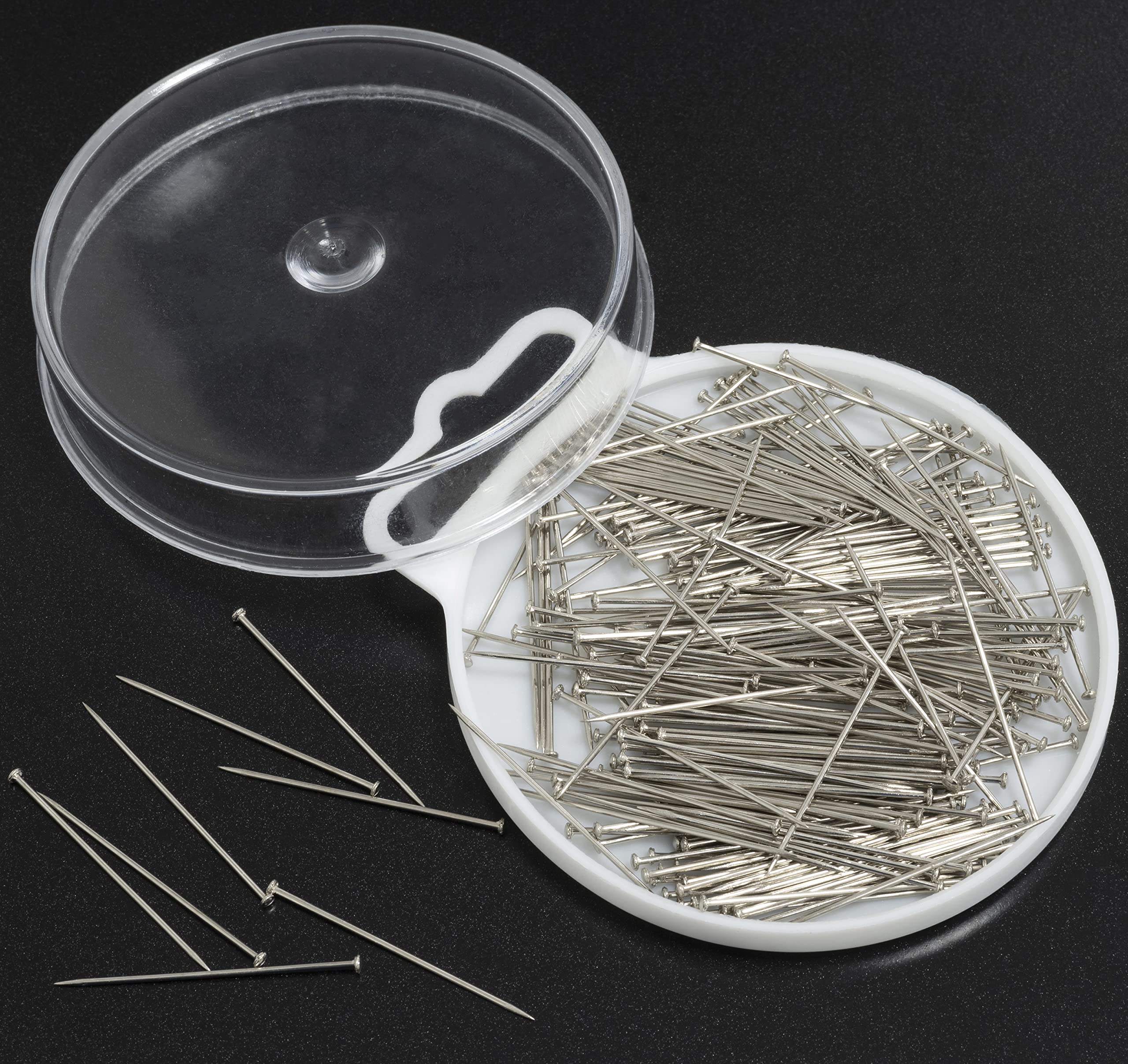 500 Spilli Da Cucito In Metalllo Argento - Lunghezza 26mm | Con Scatola Porta Spilli In Schiuma - Foto 2