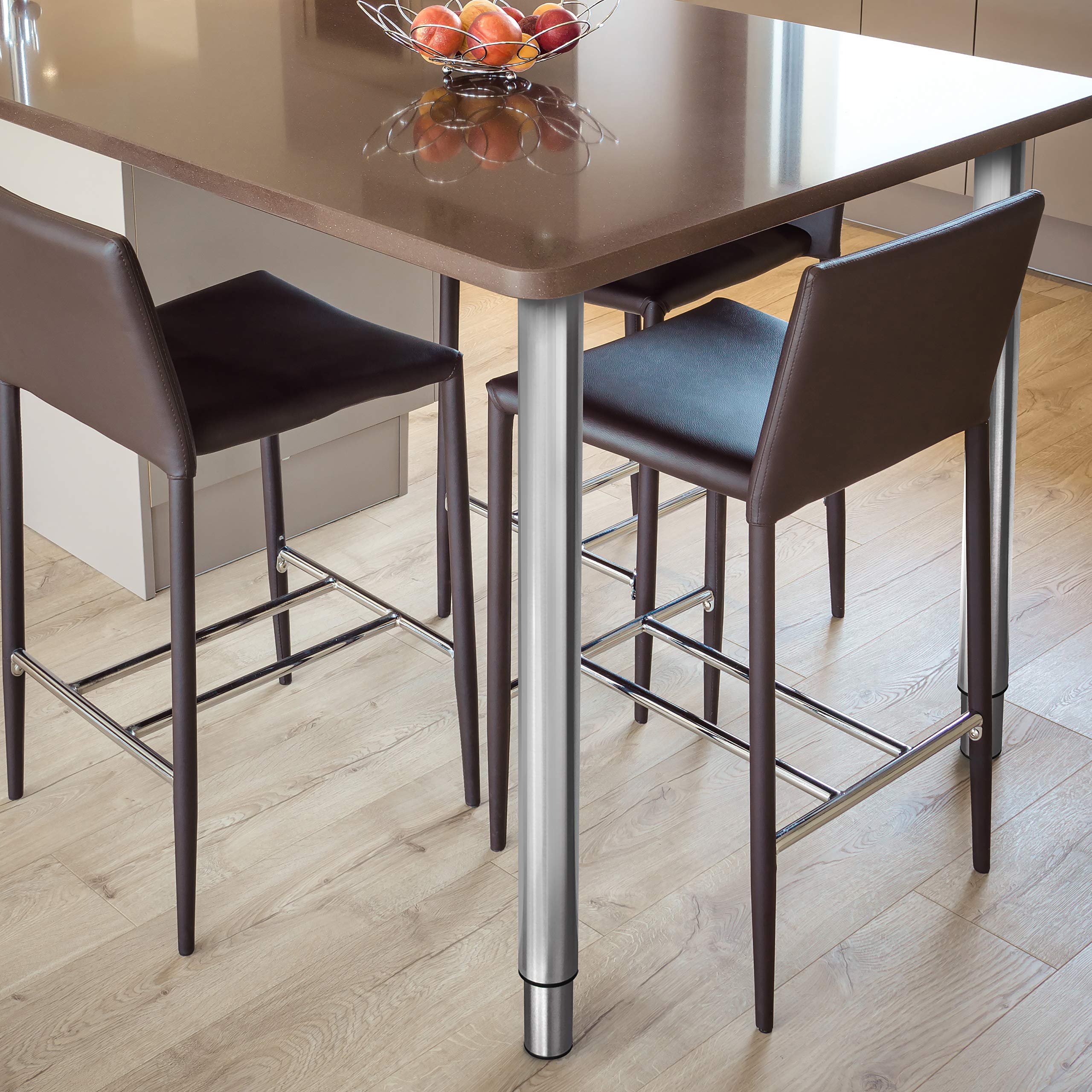 Gedotec Patas para Muebles Acero Inoxidable, Patas de Mesa Ajustables en Altura + 330 mm, pie de Mesa de Metal Force, Altura Ajustable 710-1100 mm