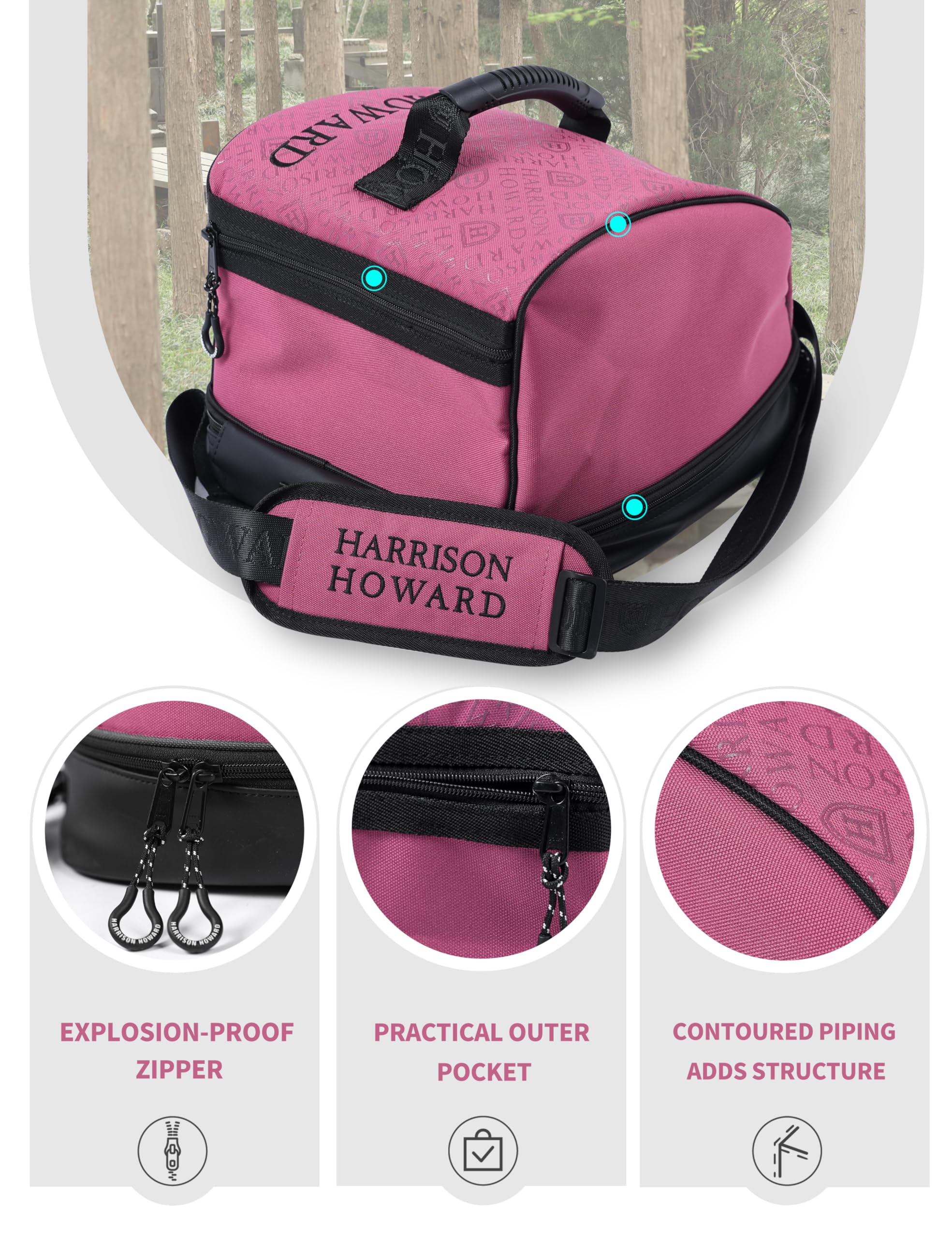Harrison Howard Borsa per casco da moto di alta qualità, ultra impermeabile, ottima conservazione e trasporto durevole, rosa