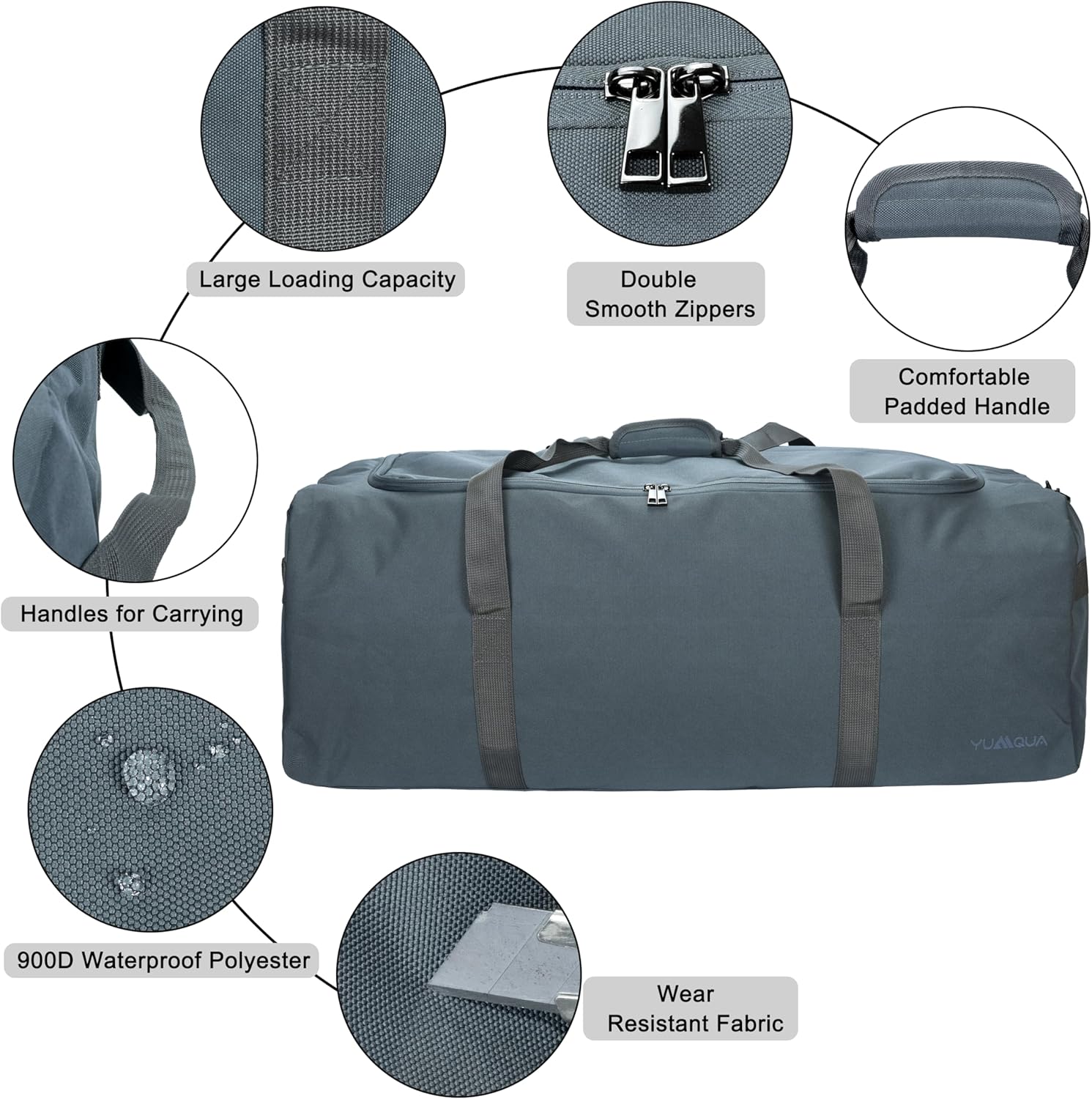 Large Duffle Bag for Travel, 100L Travel Duffel Bags for Men, 900D Polyester Water & Tear Resistant Extra Large Travel Bag Heavy Duty Moving Bags for Sport Camping Gear Holiday Decor Storage - Image 3