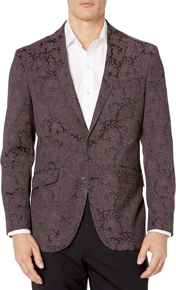 Kenneth Cole Reaction Slim fit Men's Blazer, Burgundy Paisley, 40 Long ...