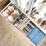 Simple Houseware Panier de rangement pliable Boîte de rangement tiroir dressing Diviseur Bins Organisateur pour vêtements, sous-vêtements, soutien-gorge, ensemble de 6, gris