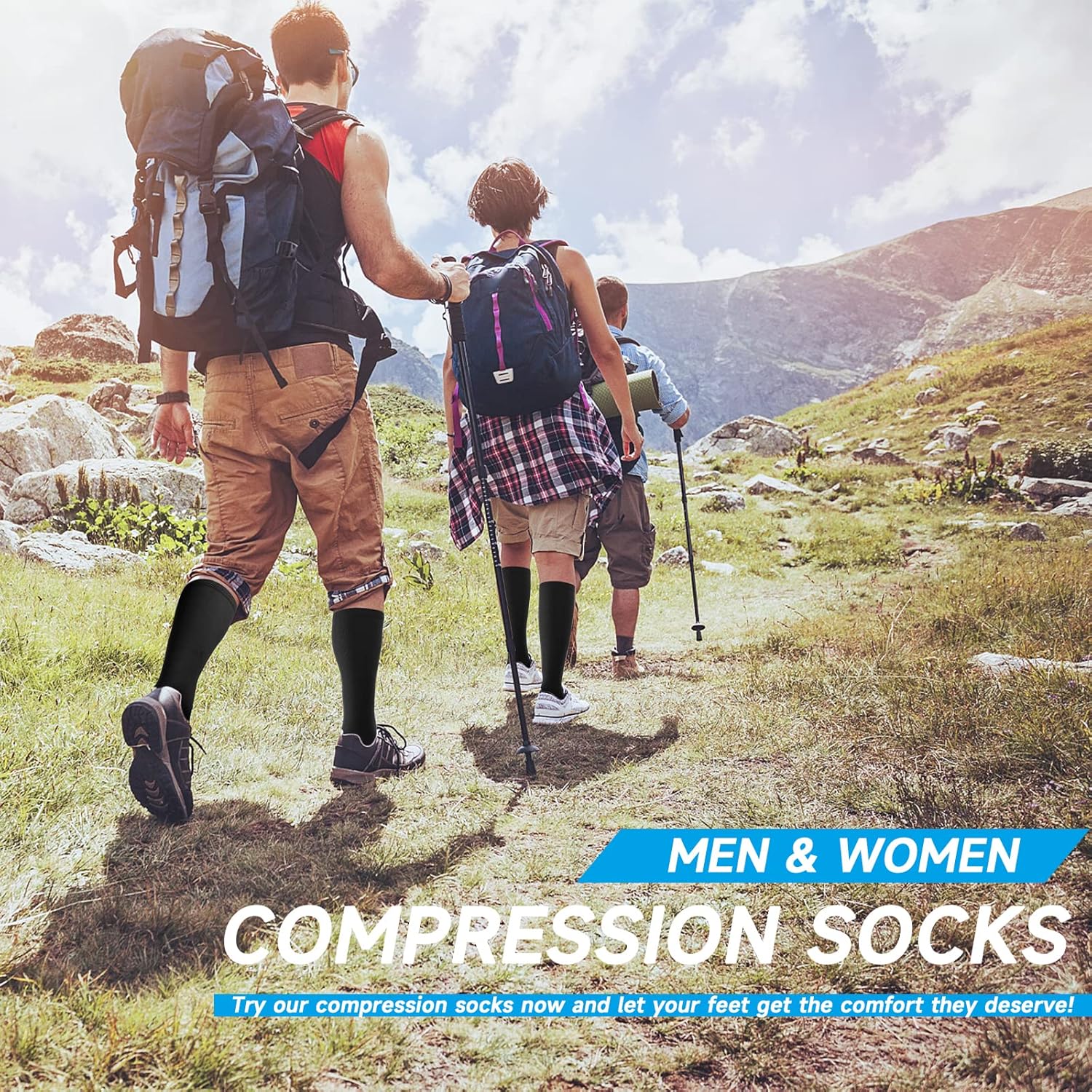 Open Toe Compression Socks Women & Men-2 Pairs 15-20 mmHg Knee High Stockings for Circulation Support - Image 5