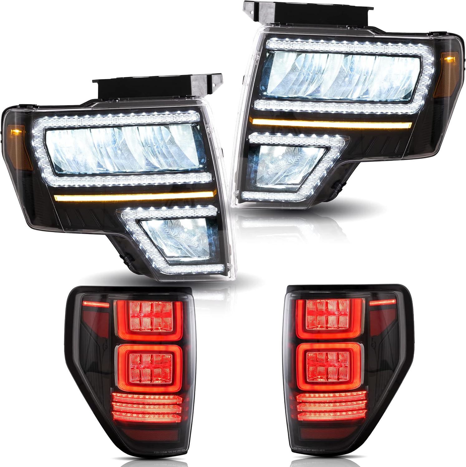 VLAND LED Reflective Bowl Headlights + Smoked Tail Lights W