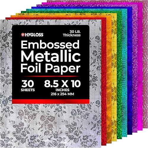 Miniatura 12 de Hygloss - Papel de aluminio metálico, 288 hojas, 8 hojas de papel metálico surtido, 8.5 x 10 pulgadas, papel de aluminio ideal para manualidades