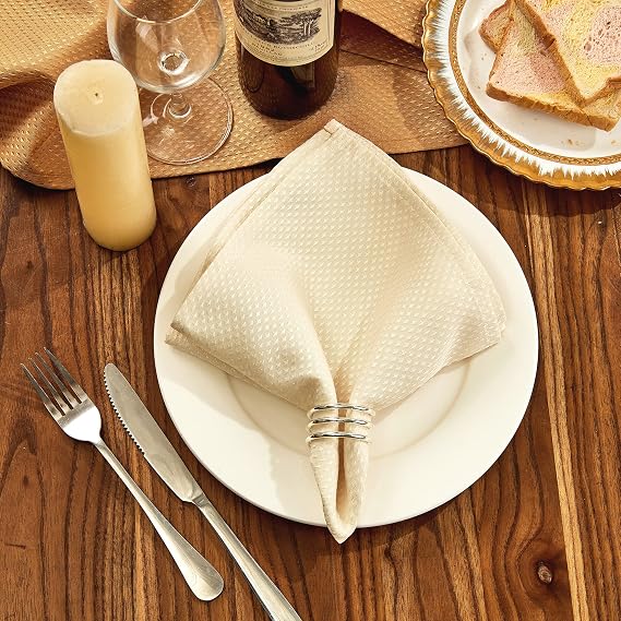 Mebakuk Cloth Napkins Set of 6, Premium 17 x 17 Inch Solid Washable Small Triangle Weave Napkins, Soft Table Napkin for Wedding Party Restaurant Dinner Parties