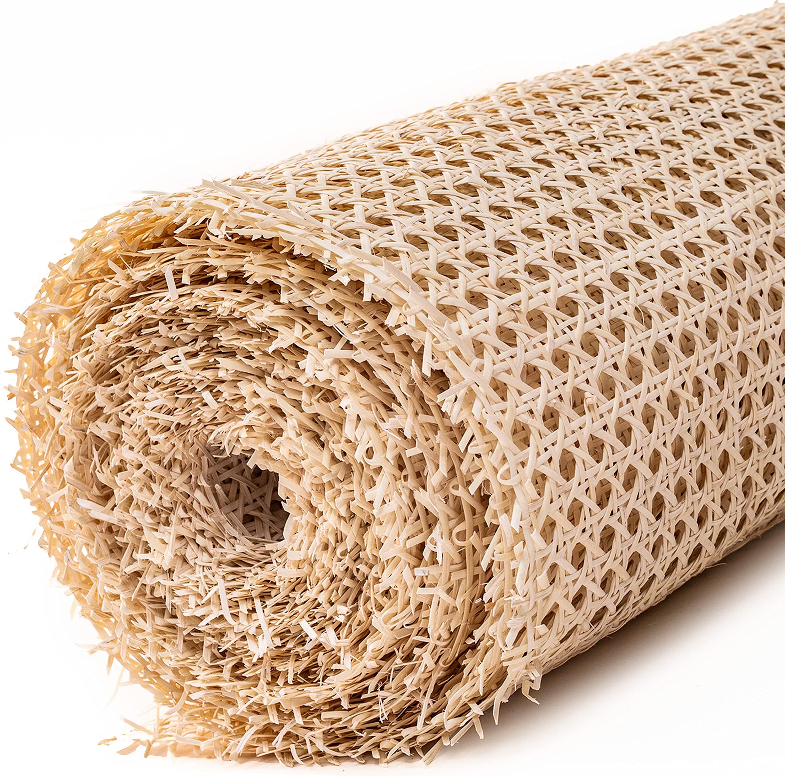 Natural Rattan Cane Webbing Roll - 5 Feet Hexagon Weave Mesh, 1/2 Inch Pre-Woven Cane Net Open Weave Wicker for Cabinet Chair