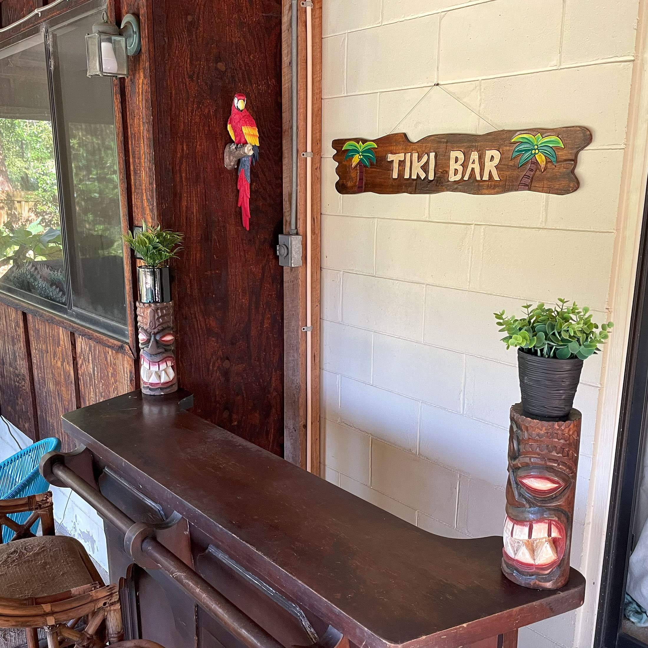 Panneau De Bar Tiki Sculpté à La Main 24'' - Bois Flotté, Déco Murale Tropicale