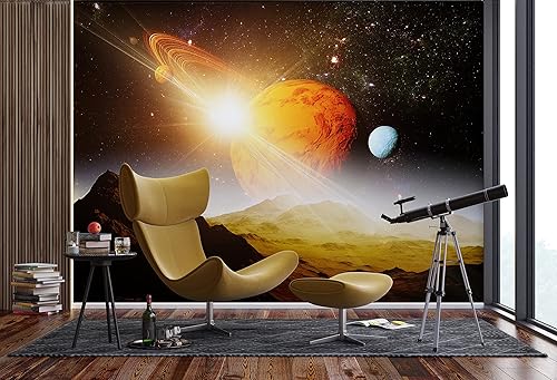 Miniatura 2 de Dundee Deco Space View - Mural de pared moderno, naranja, negro y azul, 142 x 106 pulgadas (141.7 in x 106.3 in)