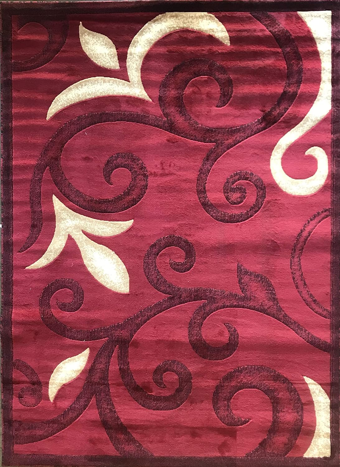 Modern Contemporary Tropical Area Rug Red Floral Design 525