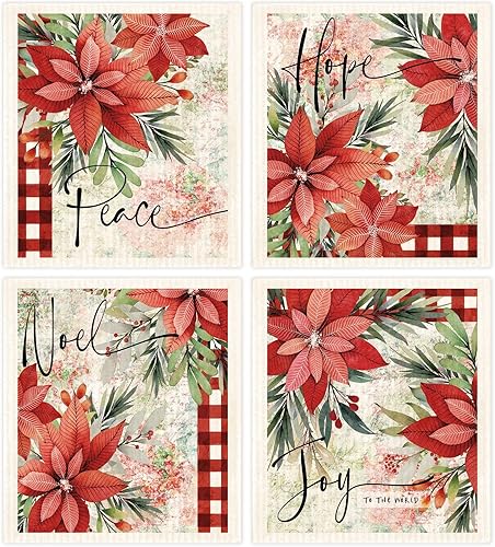 Morigins Hope Peace Joy - Paños de cocina suecos, ecológicos, reutilizables, sostenibles, biodegradables, de esponja de celulosa, paños de limpieza