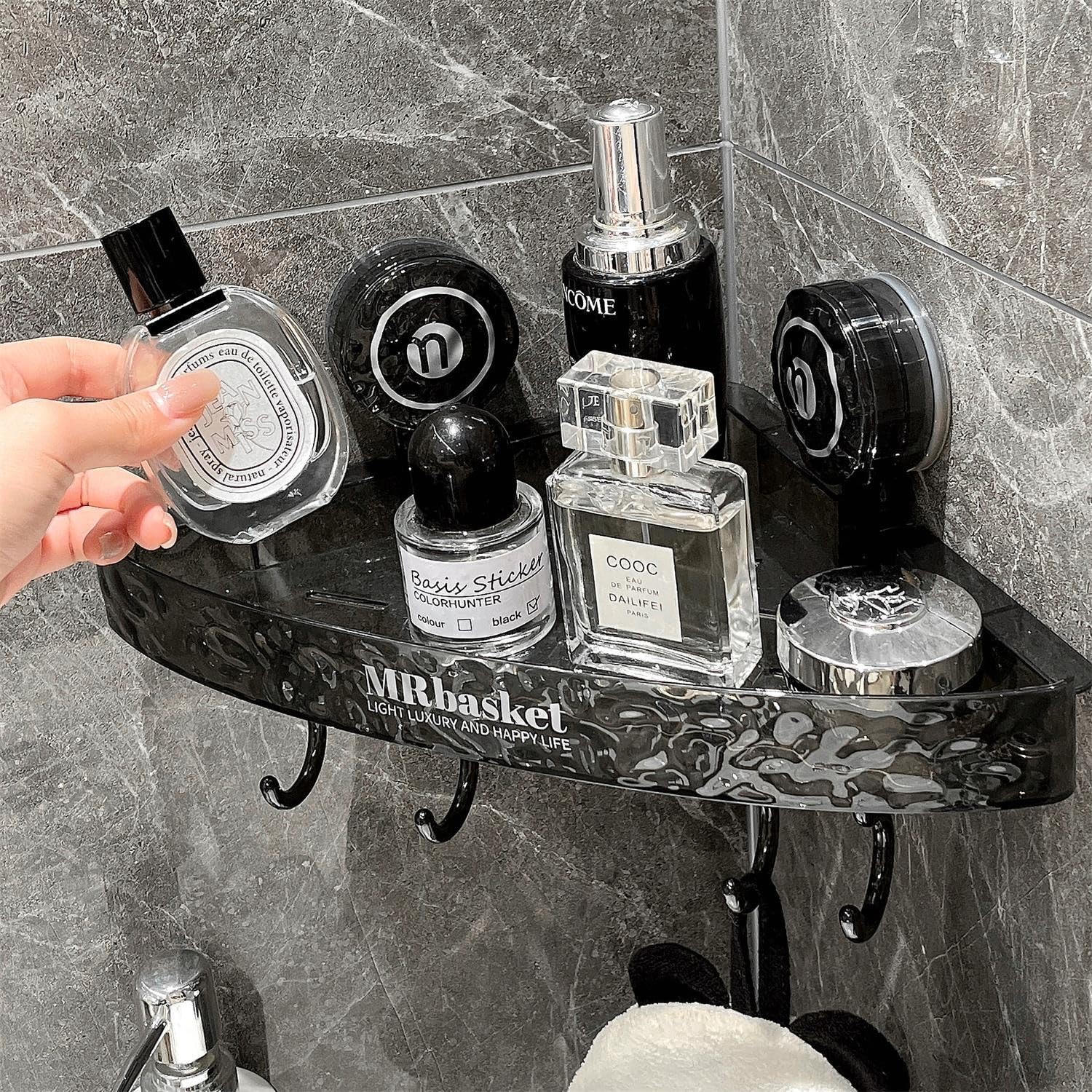 Gegiron Shower Caddy Wall Mounted Suction Cup Storage Holder Shower Rack Large Organizer Bathroom Shelf No-drilling Shower Shelves