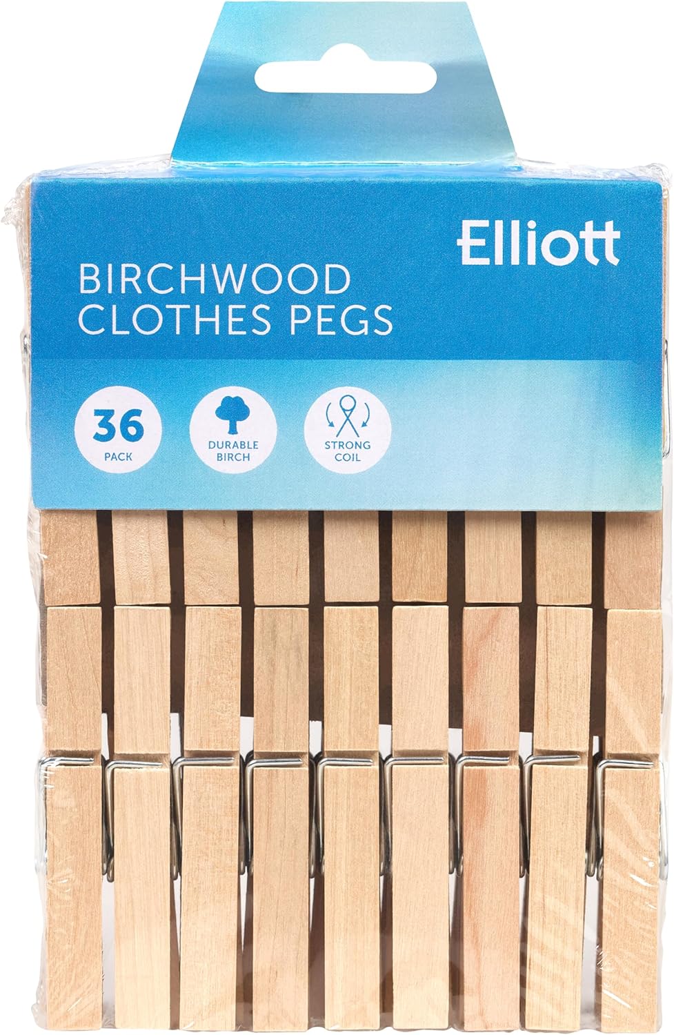 Elliott Hardwood Clothes Pegs with Metal